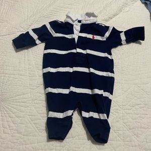 Navy newborn polo onesie